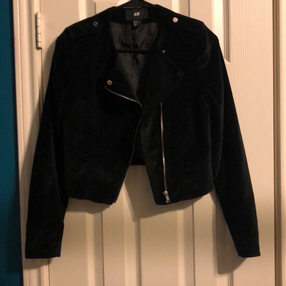 h&m velvet moto jacket